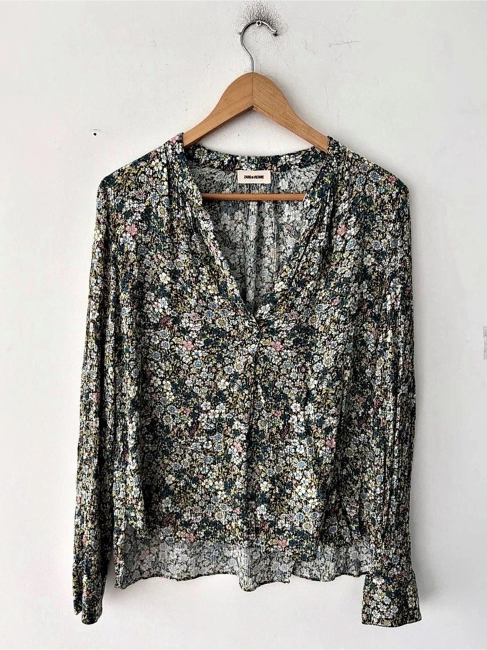 Zadig & Voltaire Tink Crinkle Floral Top Size L
